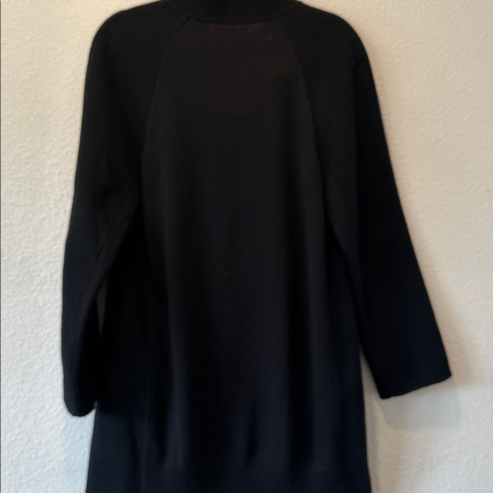 Vince Classic Black Trench Coat Mixed Fabric - Picture 6 of 7